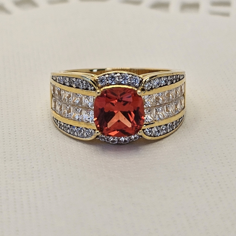 Authentic Victoria Wieck Red Sapphire & Diamond Ring 18k Sterling Silver Sz 8.75 - Picture 12 of 12